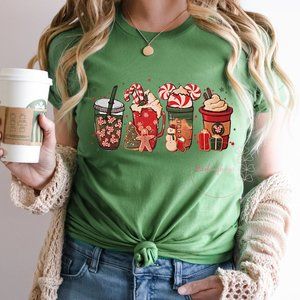 Mouse Holiday Drinks Unisex Graphic Crew Neck Short Sleeve T-shi…